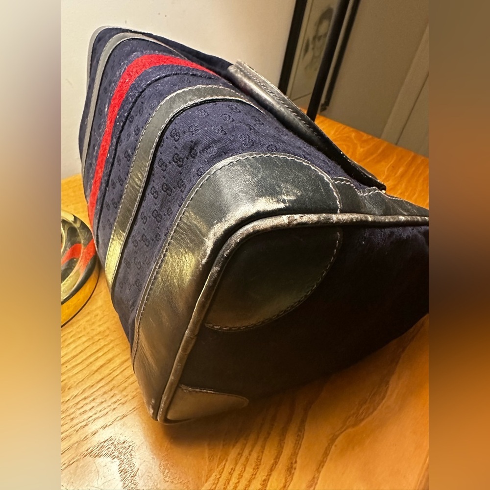 Gucci Vintage Navy Sherry Line Boston Bag - Picture 4 of 8